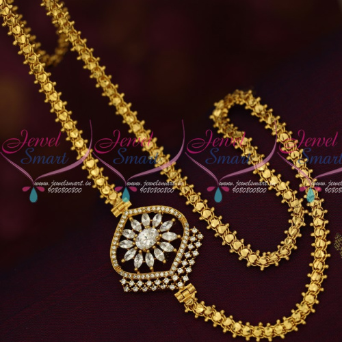 C16036 South Mugappu Models Gold Covering Chain AD Marquise White Stones Online