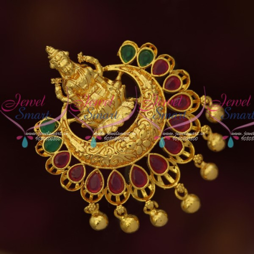 H16472 Latest Imitation South Indian Jewellery Gold Plated Pendant Ruby Emerald Stones Online
