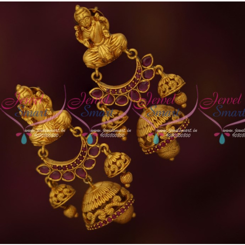 J16187 Temple 2 Step Jhumka Earrings Latest Traditional Jewelry Designs Online