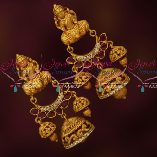 J16189 Temple Chand Bali Ruby Jhumka Earrings Latest Traditional Jewelry Designs Online