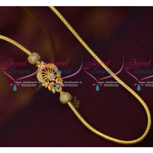 C16486 Thali Kodi Chain Gold Covering Peacock AD Mugappu South Indian Jewellery Online
