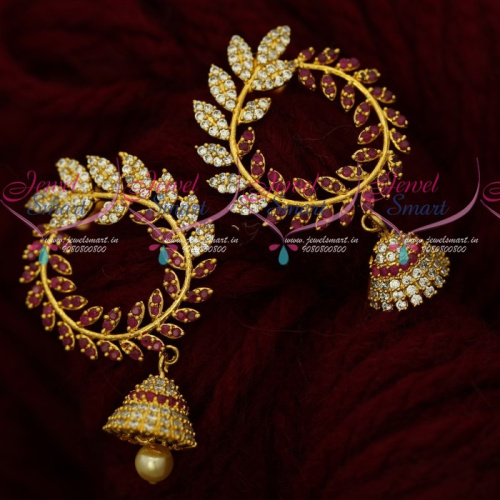 ER16620 Fancy Leaf Design AD Chandbali Latest Artificial Jewellery Designs Online