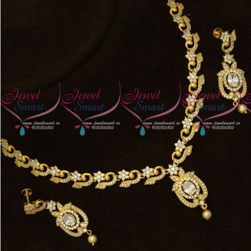 NL16578 Latest AD White Stones Artificial Jewellery Designs Gold Look Online