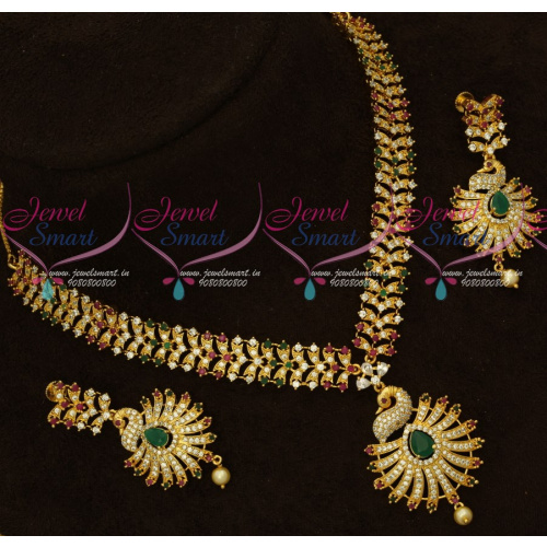 NL16581 Broad Design Imitation AD Stones Jewellery Set Latest Gold Models Online