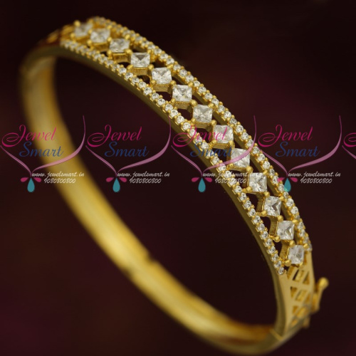 B16849 American Diamond Jewellery Clip Open Bracelets Latest Design Online