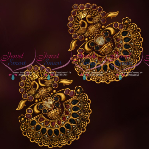 ER16595 Beautiful Grand Antique Big Chand Bali Earrings Latest Antique Gold Finish Collections Online