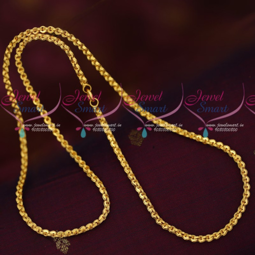 C16705 Artificial Jewellery Daily Wear Gold Covering Chains 3 MM Thick 24 Inches Length