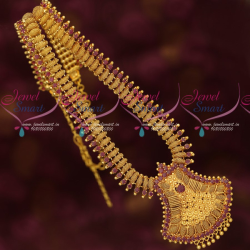 NL16692 South Indian Imitation Jewellery Designs Gold Covering Ruby Haram Latest Models