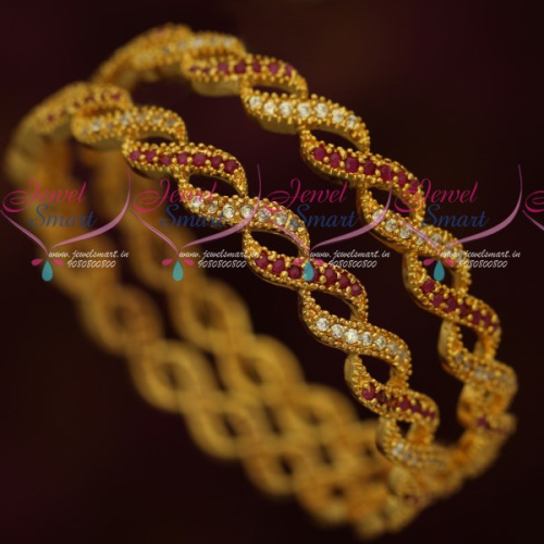 B16613 Fancy Gold Model Covering Bangles Latest AD Stones Imitation Jewellery Online