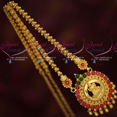 CS16767 Gold Covering Chain Pendant Temple Jewellery Latest South Indian Designs