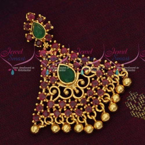 PS16786 South Indian Imitation Jewellery Designs Ruby Emerald Attiga Pendant