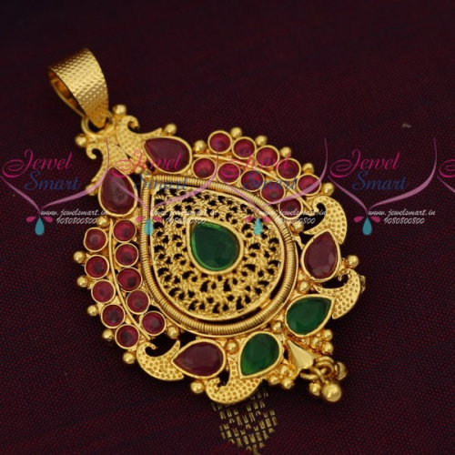 PS16790 Single Hook Gold Plated Pendant South Indian Covering Jewellery Designs