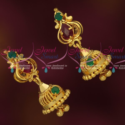 J16507 Small Size AD Stones Gold Covering Jhumka Daily Wear Imitation Jewelry Online
