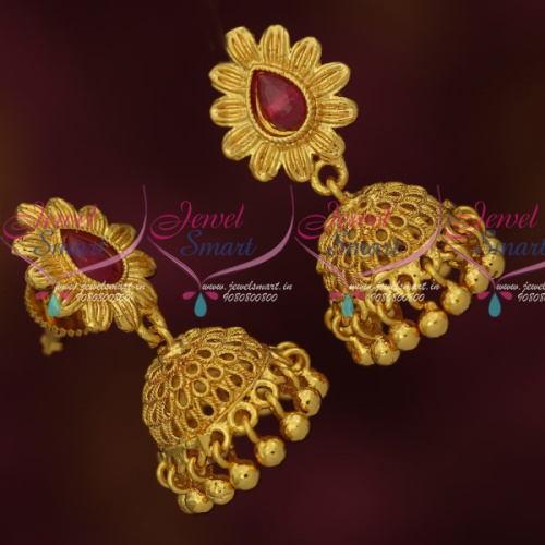 J16509 Floral Design South Indian Jhumki Earrings Latest Jewellery Models