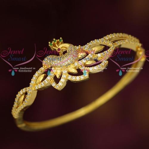 B16720 Peacock AD Jewellery Clip Open Bracelets Latest Fashion Collections Online