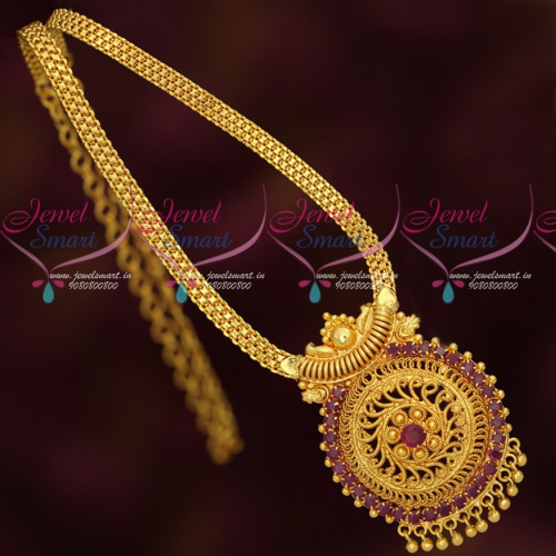 CS16729 Ruby Stones South Indian Gold Plated Jewellery Chain Pendant Traditional Designs