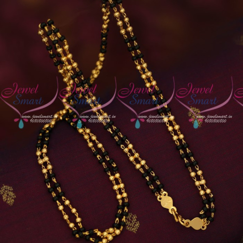 C16826 Black Beads Mala Retta Vadam Chain Traditional Gold Design Imitation Jewellery