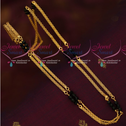 C16828 Rettai Vadam Black Crystal 18 Inches Chain Gold Model Jewellery Online
