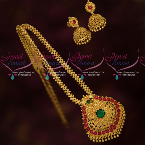 PS16651 Kemp Jewellery Gold Covering Ghajiri Chain Pendant Matching Jhumka Online