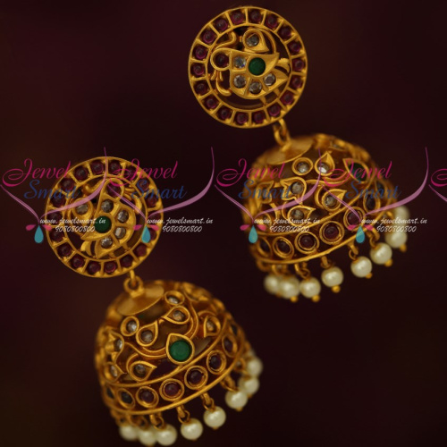 J16848 Traditional Design Kemp Jewellery Jhumka Earrings Matte Antique Collections