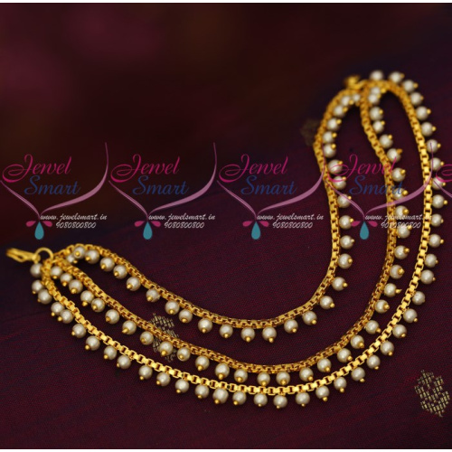 EC16701 3 Layer Pearl Chain ChampaSwaralu Ear Mattal Bahubaali Style Jewellery Shop Online