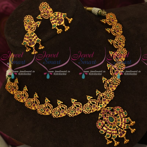 NL16992 Gold Design Ruby Emerald AD Fashion Jewellery Necklace Set Online