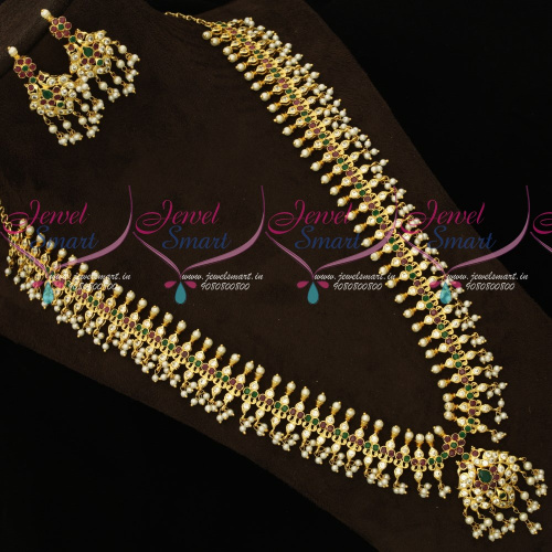 NL16965 Gold Plated AD Stones Gutta Pusalu Haram South Indian Traditional Jewellery