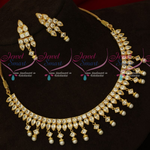 NL16939 Kundan Style AD White Stones Sparkling Jewellery Set Party Wear Collections