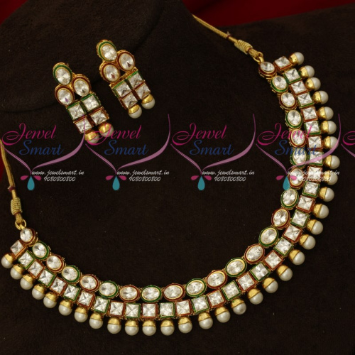 NL16940 3 Line AD Stones Kundan Style Jewellery Set New Model Jewellery Online