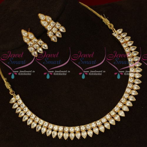NL16941 2 Row Kundan Style AD Sparkling Stones Fashion Jewellery Set Shop Online