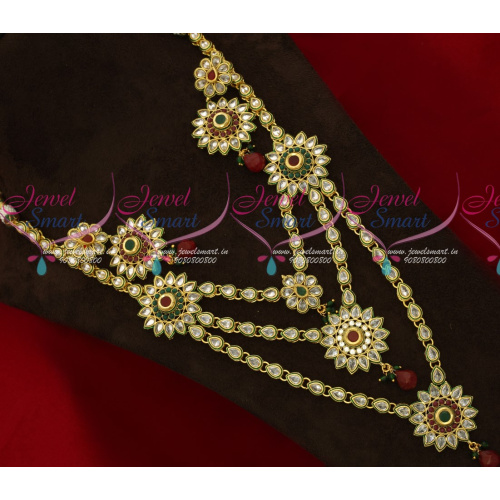 NL16943 American Diamond Multi Strand Floral Design  Wedding Jewellery Collections Online