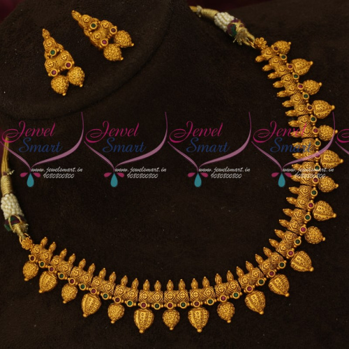 NL16987 Beautiful Gold Finish Antique Fashion Artificial Jewellery Necklace Set Online