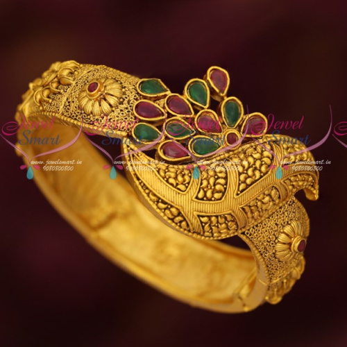 B17068 Broad Gold Matte Finish Artificial Jewellery Kada Bracelets Shop Online