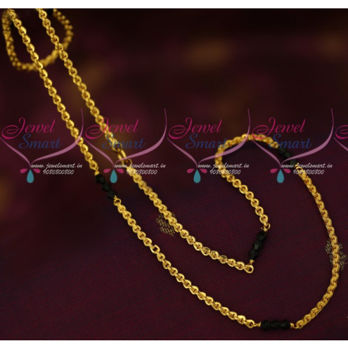 C17103 Gold Plated Black Crystal Beads Chain Traditional Design Daily Wear Jewellery Online
