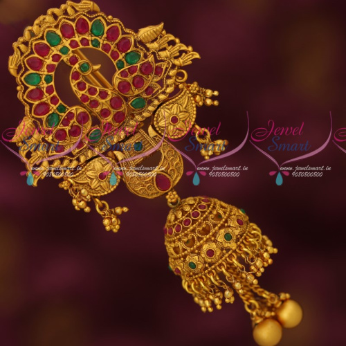 H17074 Antique Hair Jada Jewellery Choti Jhumka Drops AD Stones Bridal Collections Online