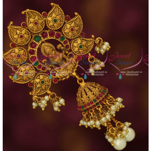 H17076 Matte Gold Plated Hair Jada Temple Jewellery Choti AD Bridal Collections Online