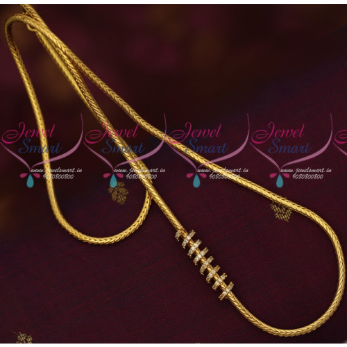 C16907 Gold Jewellery Inspired Spiral AD Mugappu Chain Designs Imitation Roll Kodi Online