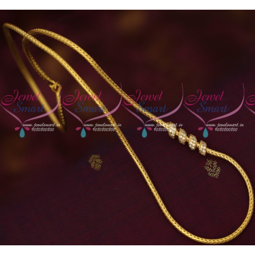 C16909 Kodi Chain Gold Covering Jewellery AD White Stone Fancy Mugappu Latest Designs