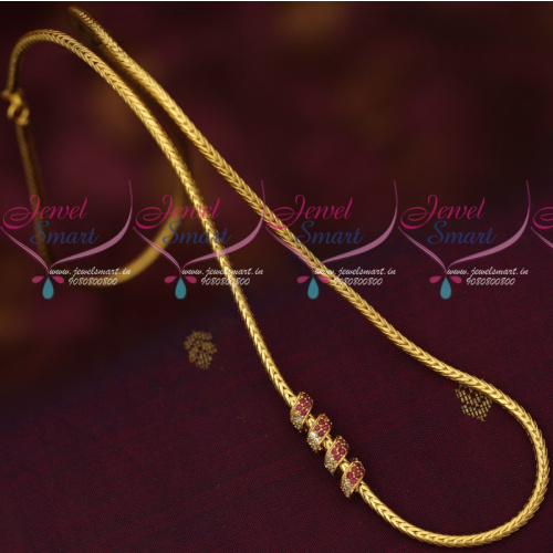 C16910 Kodi Chain Gold Covering South Indian Jewellery Ruby Stone Fancy Mugappu Latest Designs