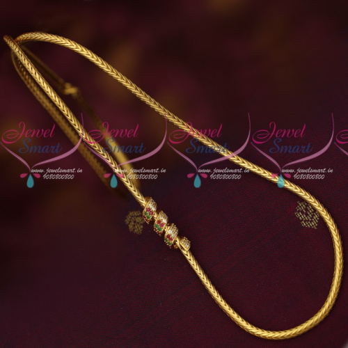 C16911 Gold Plated Kodi Chain AD Spiral Design Mugappu Trendy Jewellery Models