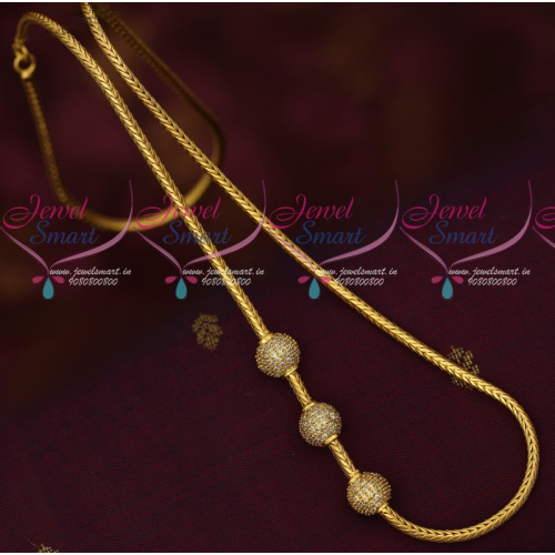 C16913 Thali Kodi Roll Chain White AD Ball Mugappu Latest Trendy Imitation Jewellery Online