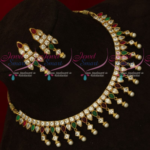 NL16944 Kundan Style AD Multi Color Stones Sparkling Jewellery Set Party Wear Collections