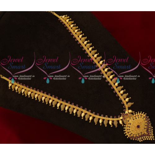 NL16933 Ruby AD Stones Traditional Mango Mala Haram Gold Plated Regular Wear Jewellery