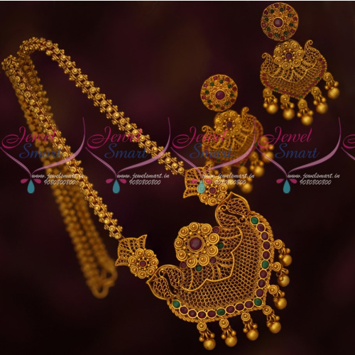PS17139 AD Stones Jewellery Premium Finish Antique Matte Gold Plated Chain Pendant Set Online