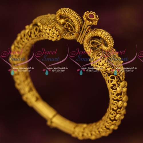 B17069 Antique Gold Finish Jewellery Peacock Design Single Piece Kada Bangle Online