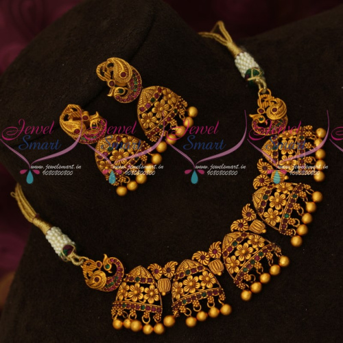 NL16984 Latest Floral Mini Choker Necklace Matching Earrings Fashion Jewellery Designs