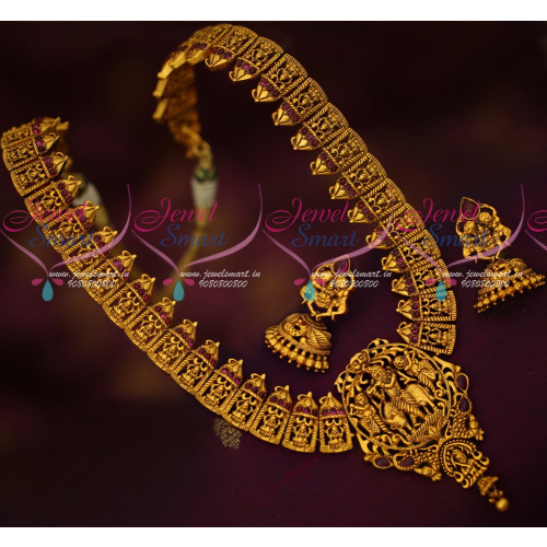 NL17000 Real Kemp Stones Temple Jewellery Haram Lord Krishna Designs Online