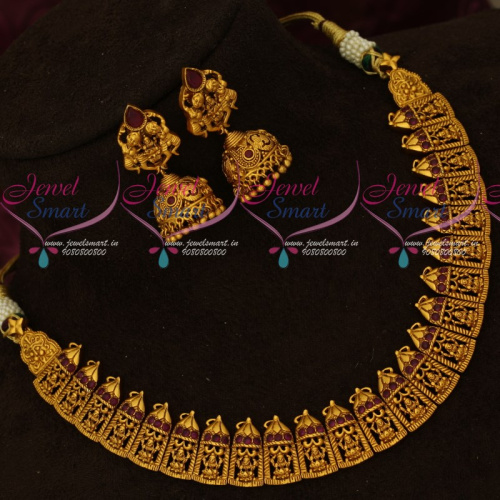 NL16981 Gold Inspired Artificial Temple Necklace Jewellery Latest Designs Matte Finish Shop Online