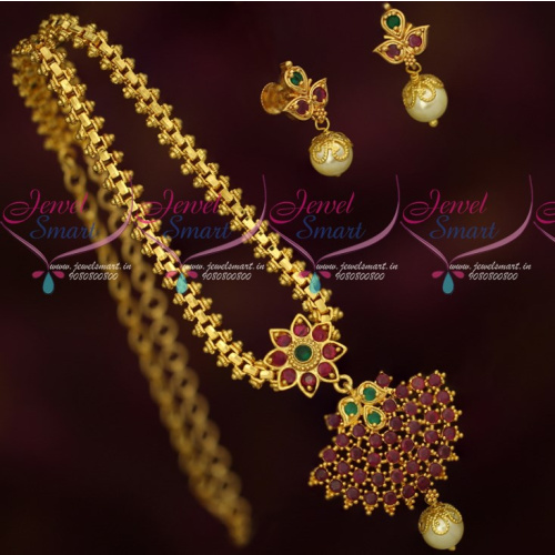 CS17384 South Indian Traditional Attiga Daily Wear Gold Covering Jewellery Chain Pendant Set 