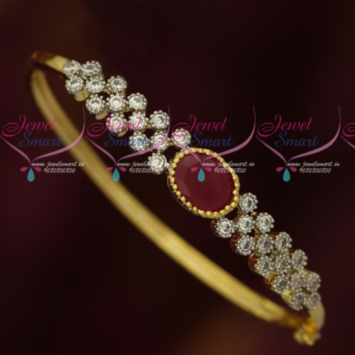 B17546 Ruby Red White AD Stones Two Tone Gold Silver Plated Bracelets Online